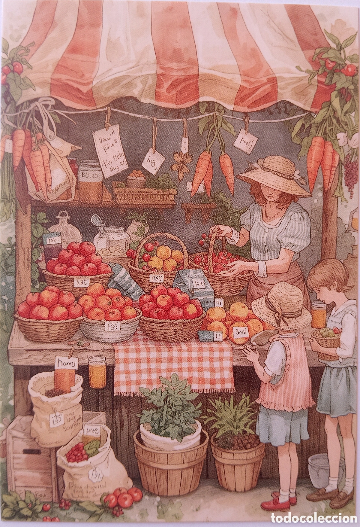 Postales: POSTAL NAVIDAD - PUESTO MERCADO FRUTAS VERDURAS - ESTILO ANTIGUO