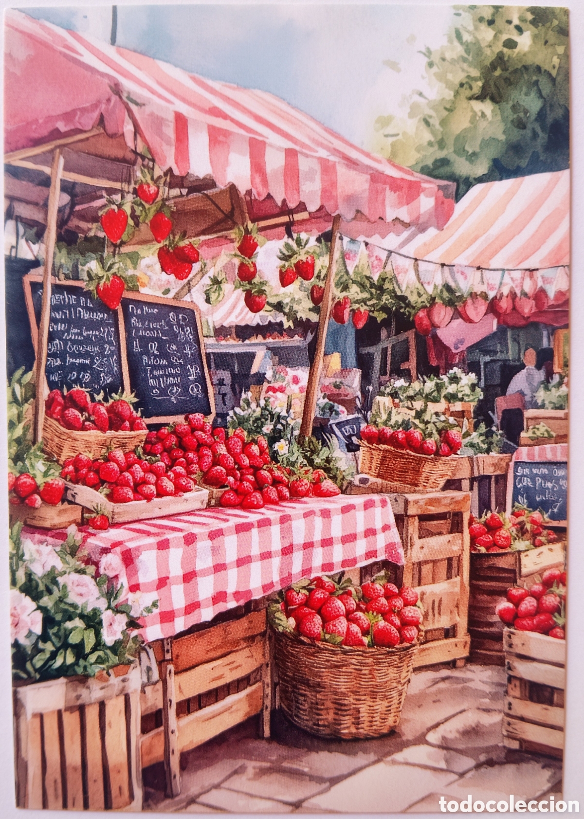 Postales: POSTAL NAVIDAD - PUESTO MERCADO FRESAS - ESTILO ANTIGUO