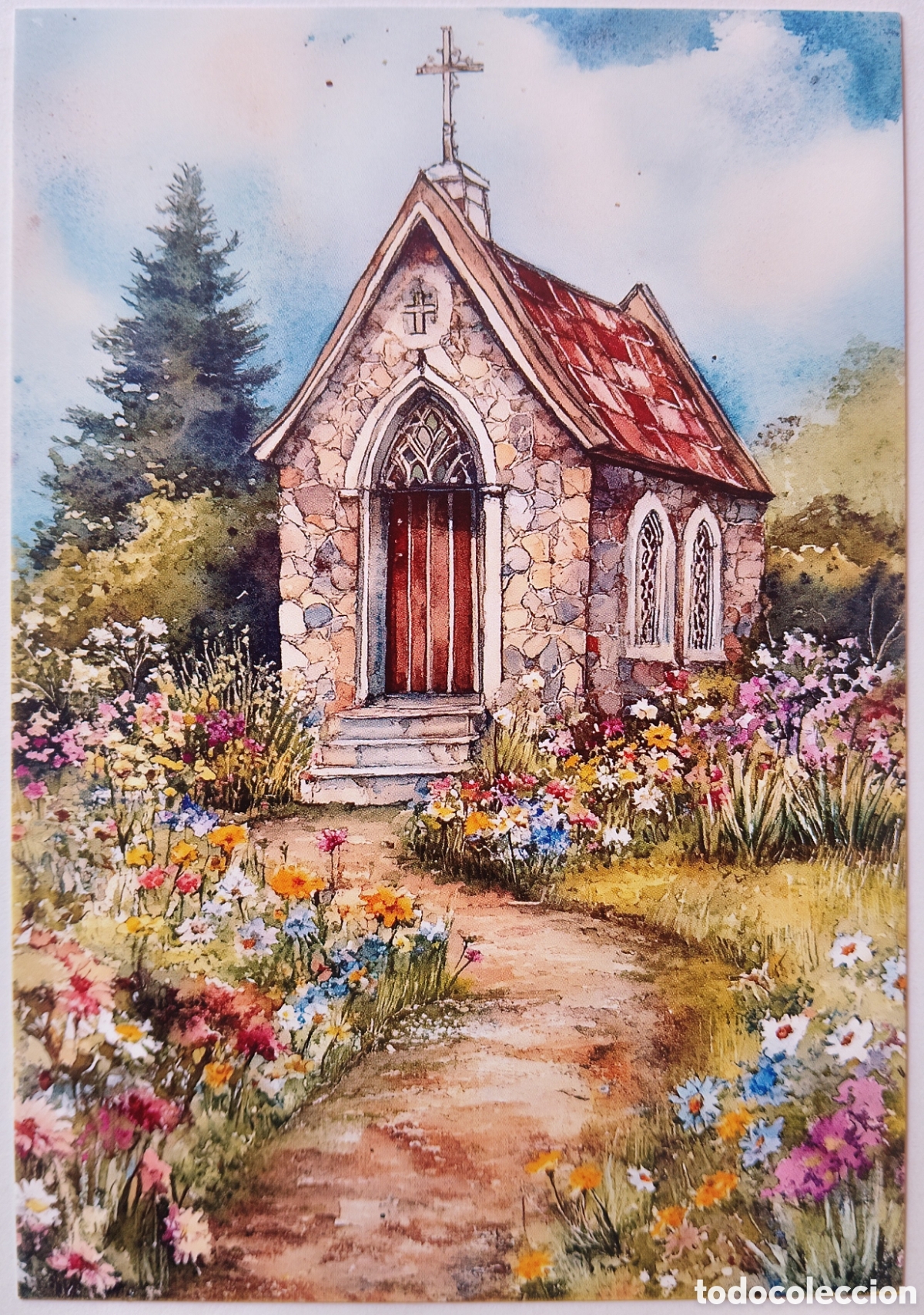 Postales: POSTAL NAVIDAD - CAPILLA G&Oacute;TICA FLORES - ESTILO ANTIGUO