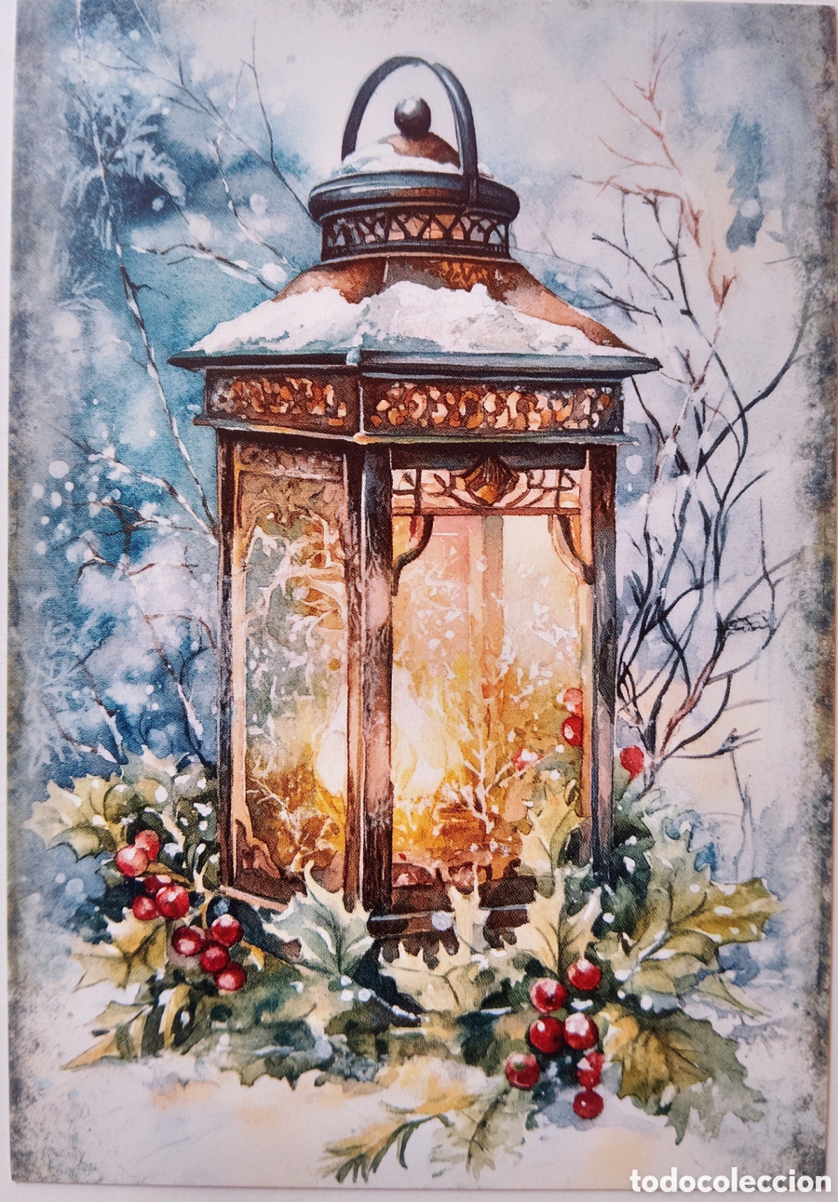 Postales: POSTAL NAVIDAD - DETALLE FAROL PAISAJE NEVADO - ESTILO ANTIGUO