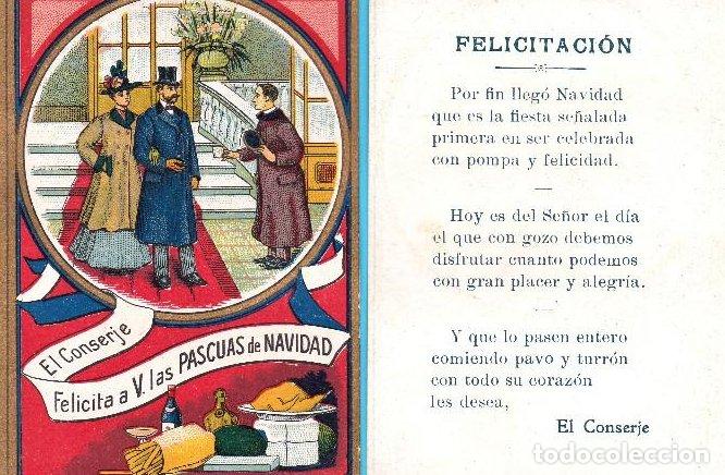Postales: Copia de FELICITACI&Oacute;N NAVIDE&Ntilde;A: EL CONSERJE FELICITA A V. LAS PASCUAS DE NAVIDAD, SIN FECHA.