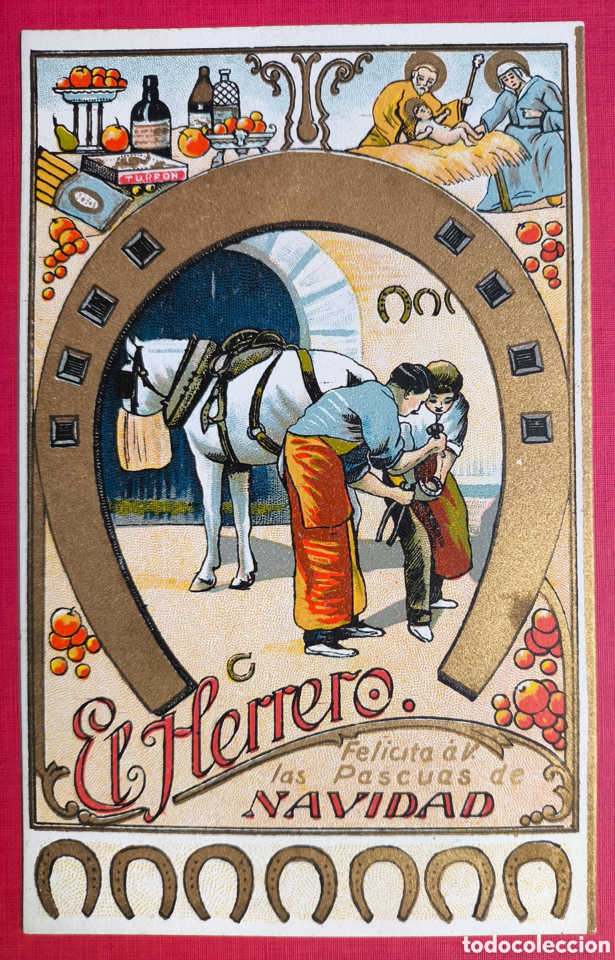Postales: FELICITACI&Oacute;N NAVIDE&Ntilde;A EL HERRERO TARJETA POSTAL NAVIDAD AGUINALDO C. 1955