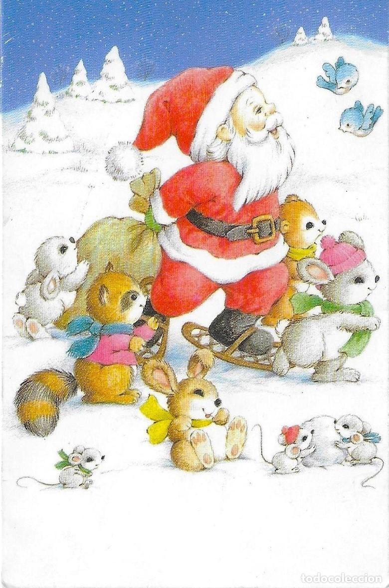 Postales: 7308P - CRIS? EDICIONES ORTIZ 30.510D - APA NOEL CARGADO DE REGALOS -DIPTICA 16,3X8,3 CM