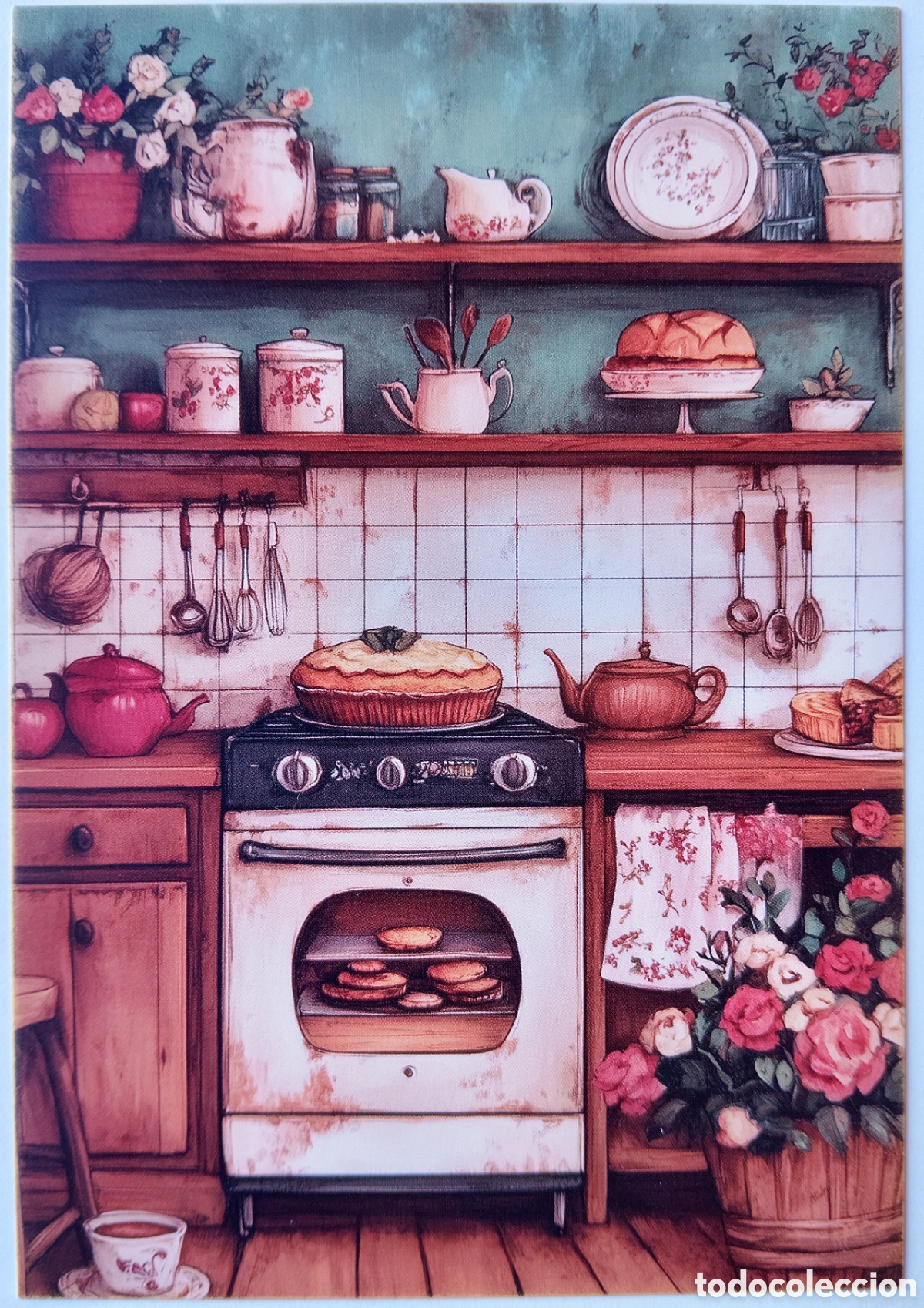 Postales: POSTAL NAVIDAD - ESCENA HOGARE&Ntilde;A COCINA - ESTILO ANTIGUO