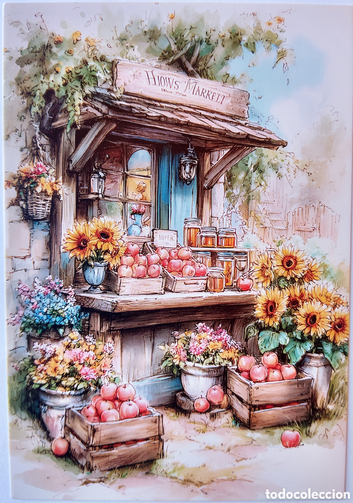 Postales: POSTAL NAVIDAD - PUESTO MERCADO FRUTAS FLORES - ESTILO ANTIGUO