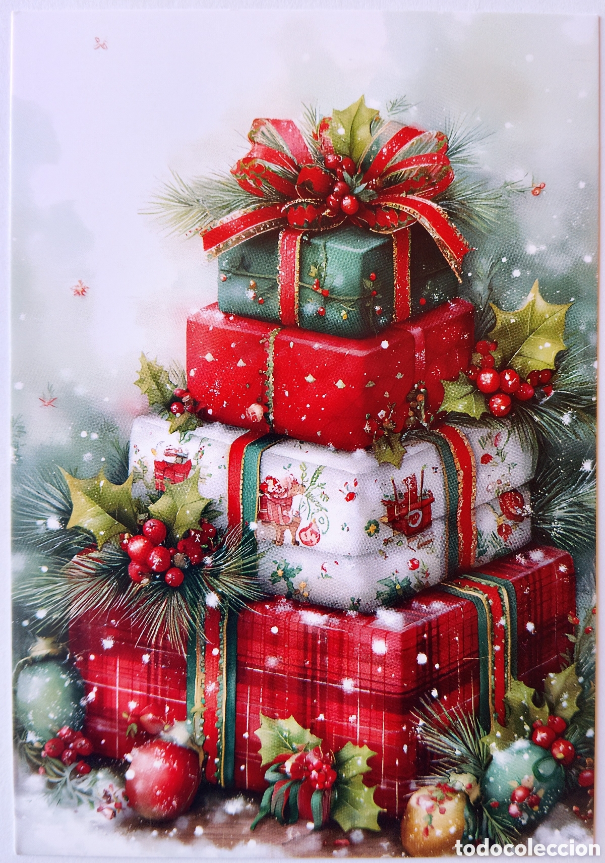 Postales: POSTAL NAVIDAD - PAQUETES REGALOS PAISAJE NEVADO - ESTILO ANTIGUO