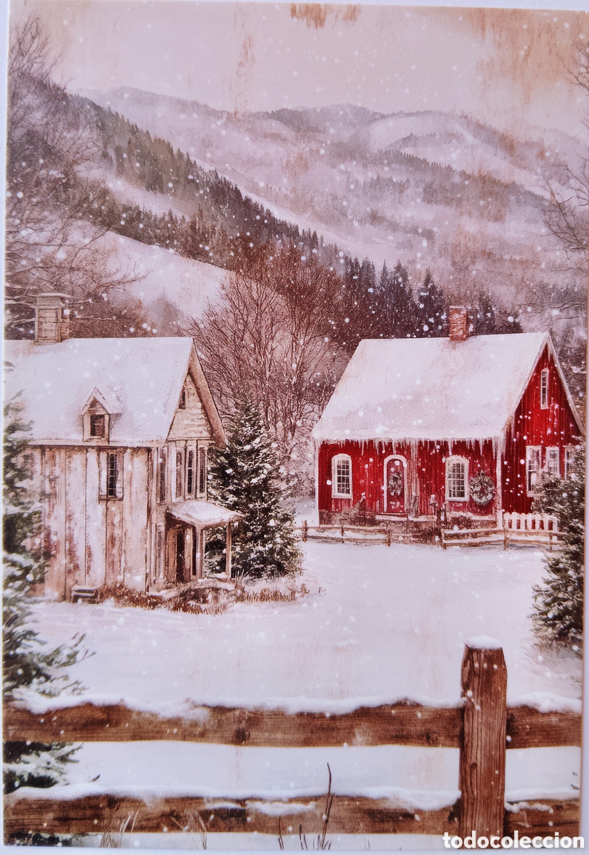 Postales: POSTAL NAVIDAD - CASAS PAISAJE NEVADO - ESTILO ANTIGUO