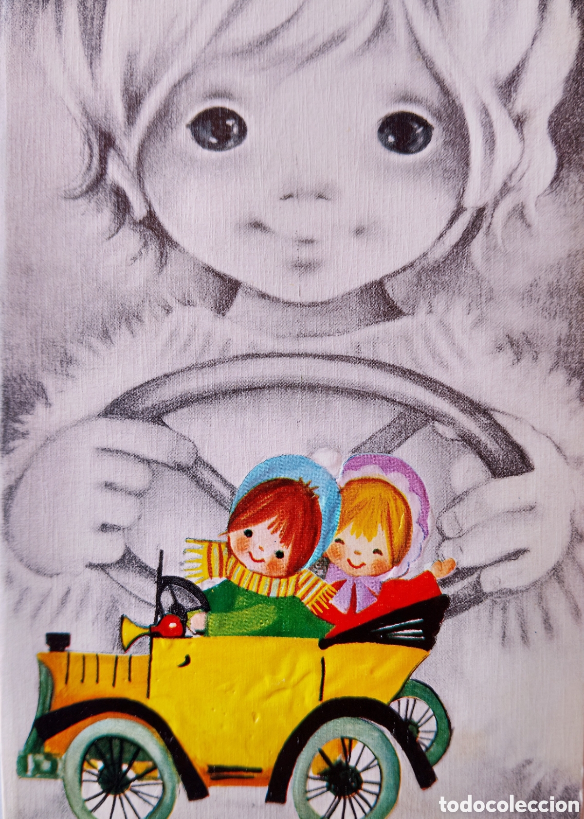 Postales: FELICITACI&Oacute;N NAVIDAD RELIEVE - ISABEL - EDICIONES ORTIZ - NI&Ntilde;OS COCHE ANTIGUO