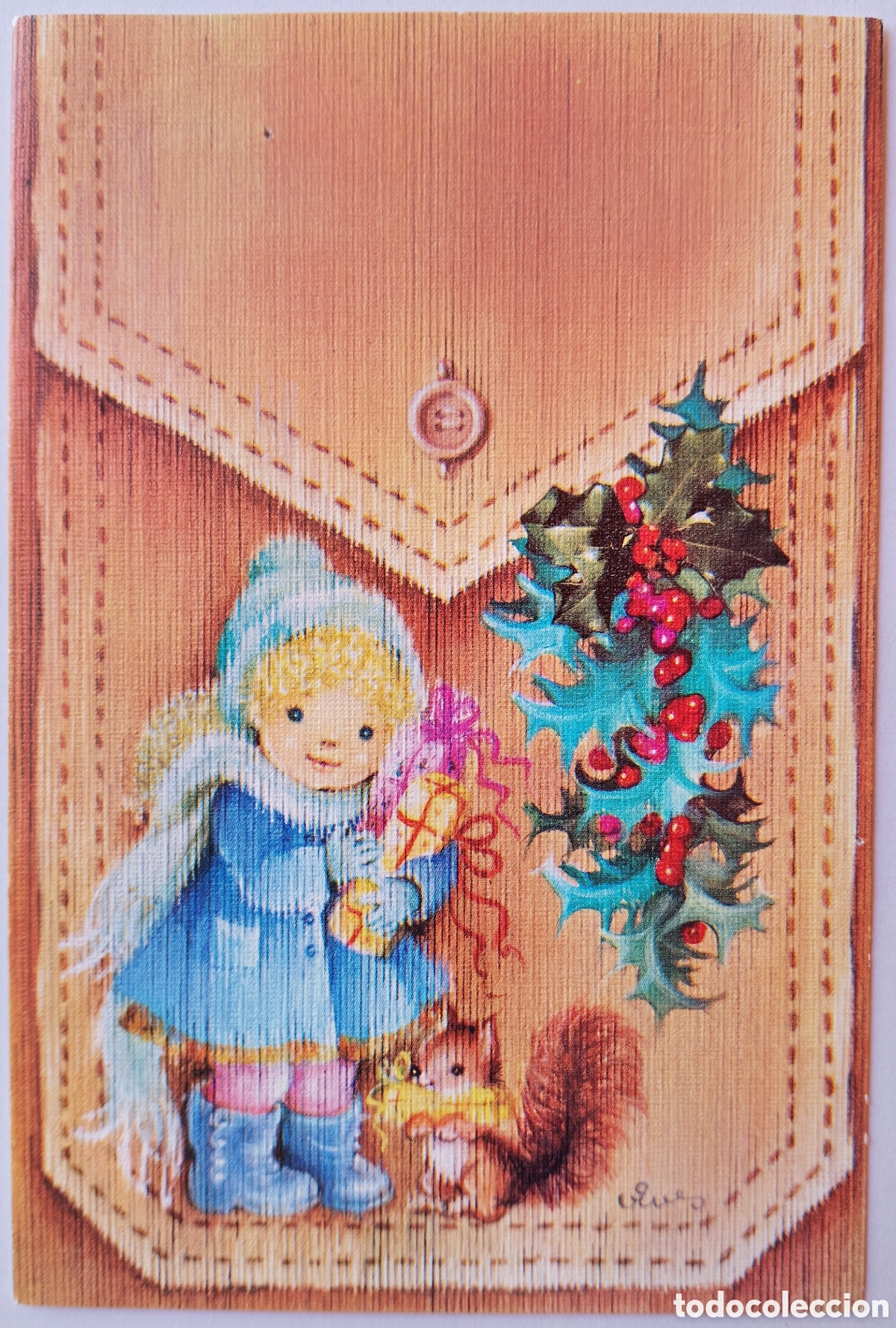 Postales: FELICITACI&Oacute;N NAVIDAD - VIVES - EDICROMO - NI&Ntilde;A ARDILLA REGALOS