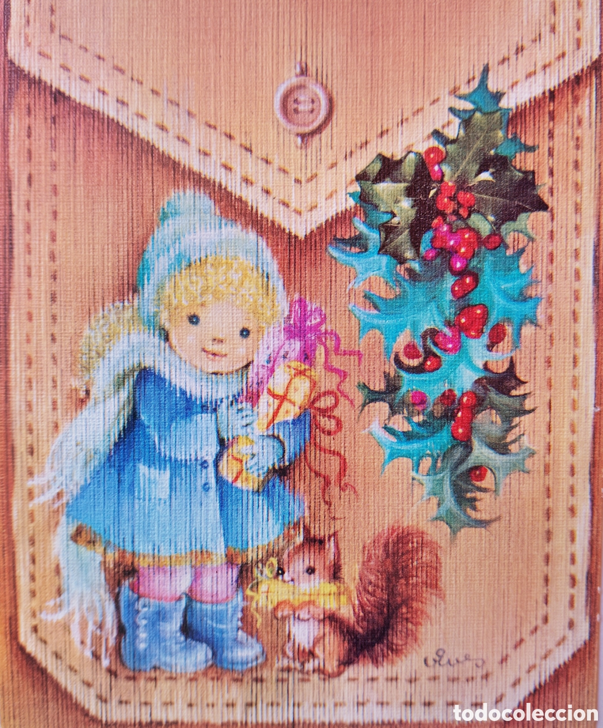 Postales: FELICITACI&Oacute;N NAVIDAD - VIVES - EDICROMO - NI&Ntilde;A ARDILLA REGALOS