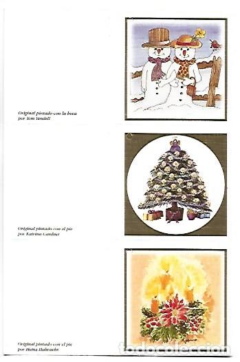 Postcards: &rdquo; STICKERS, ADORNOS PARA EL ARBOL DE NAVIDAD &rdquo;.- OBRA PINTADA CON EL PIE.- (OFERTA 3X2)