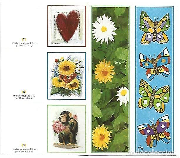 Postales: &rdquo; STICKERS, ADORNOS PARA EL ARBOL DE NAVIDAD &rdquo;.- OBRA PINTADA CON EL PIE.- (OFERTA 3X2)