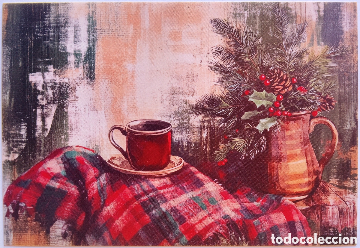 Postales: POSTAL NAVIDAD - DETALLE CAF&Eacute; MANTA ADORNOS - ESTILO ANTIGUO