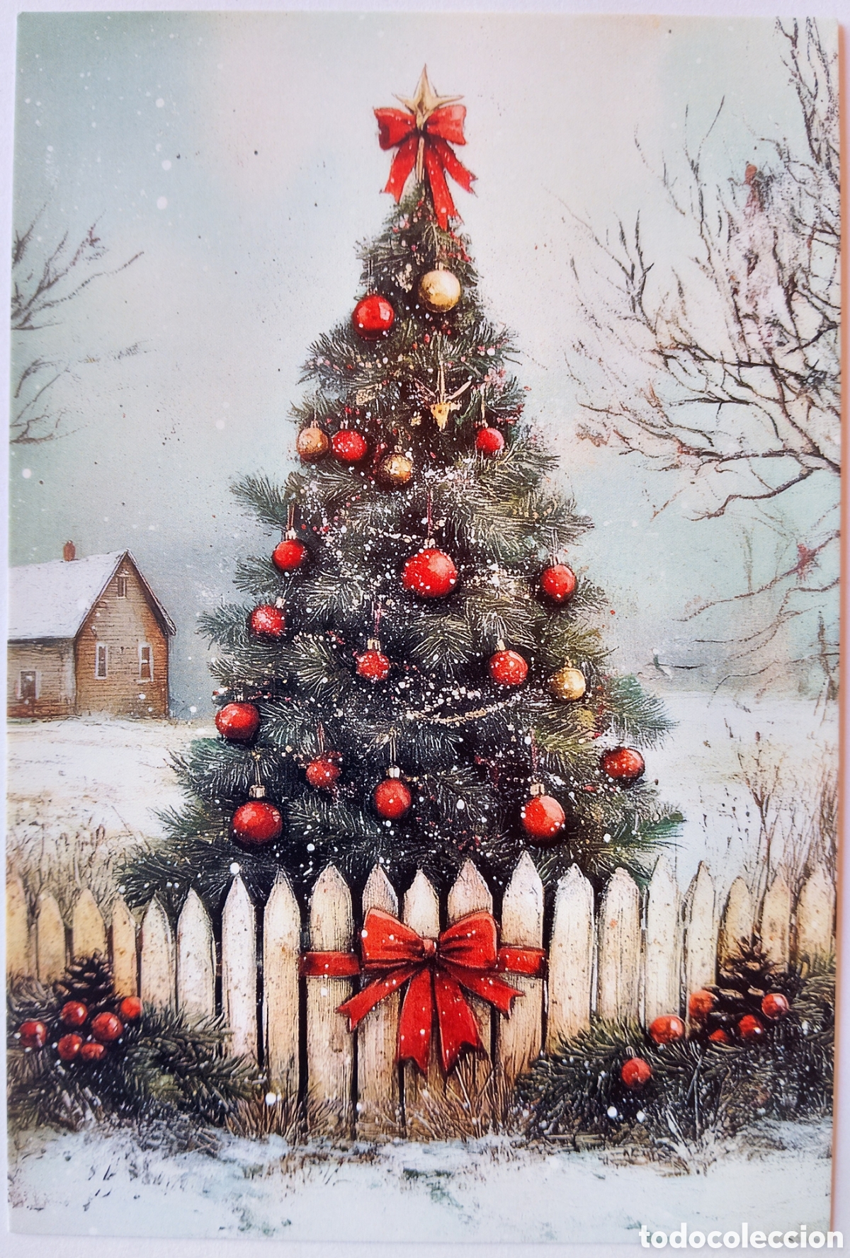 Postales: POSTAL NAVIDAD - &Aacute;RBOL PAISAJE NEVADO - ESTILO ANTIGUO