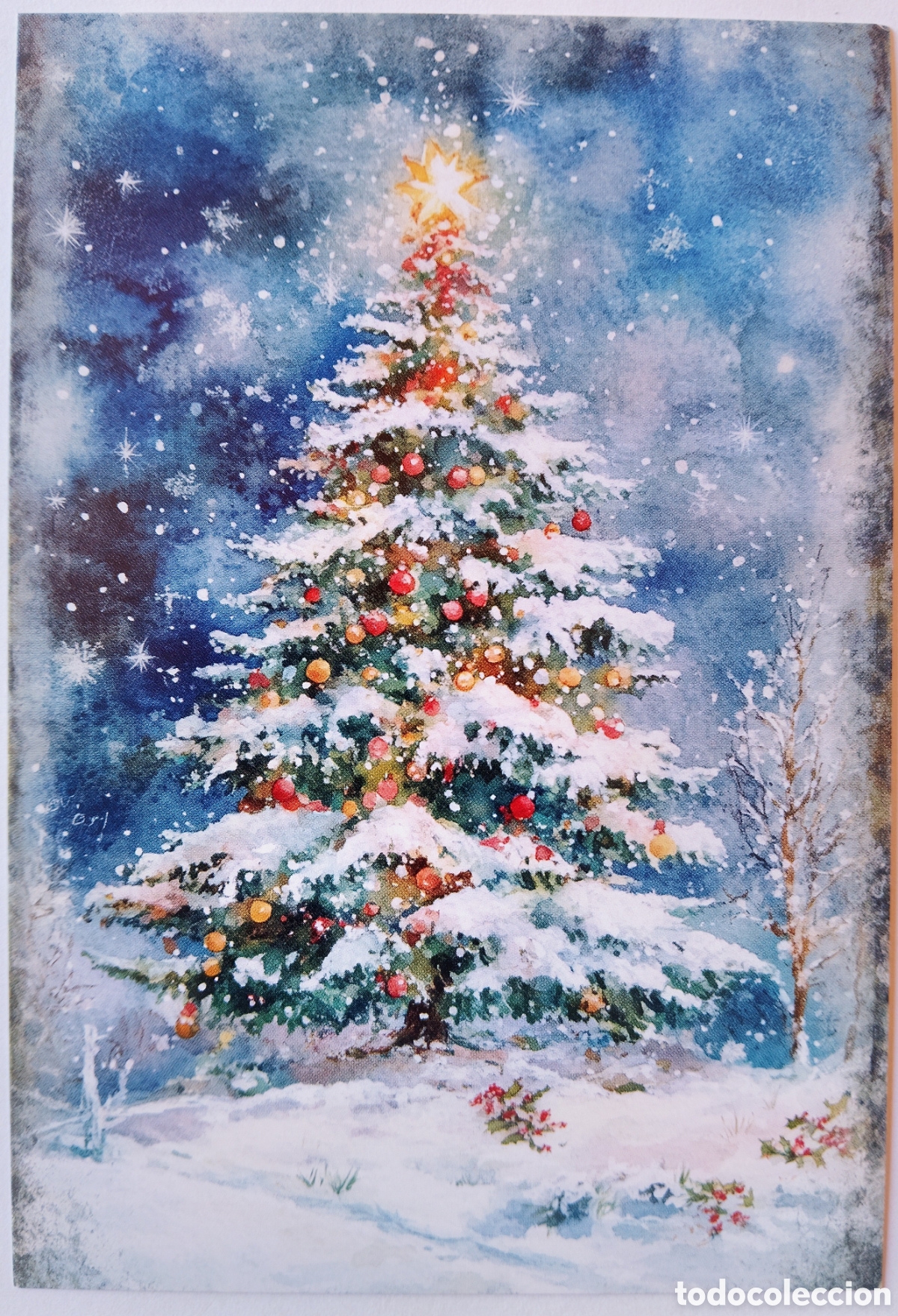 Postales: POSTAL NAVIDAD - &Aacute;RBOL PAISAJE NEVADO - ESTILO ANTIGUO