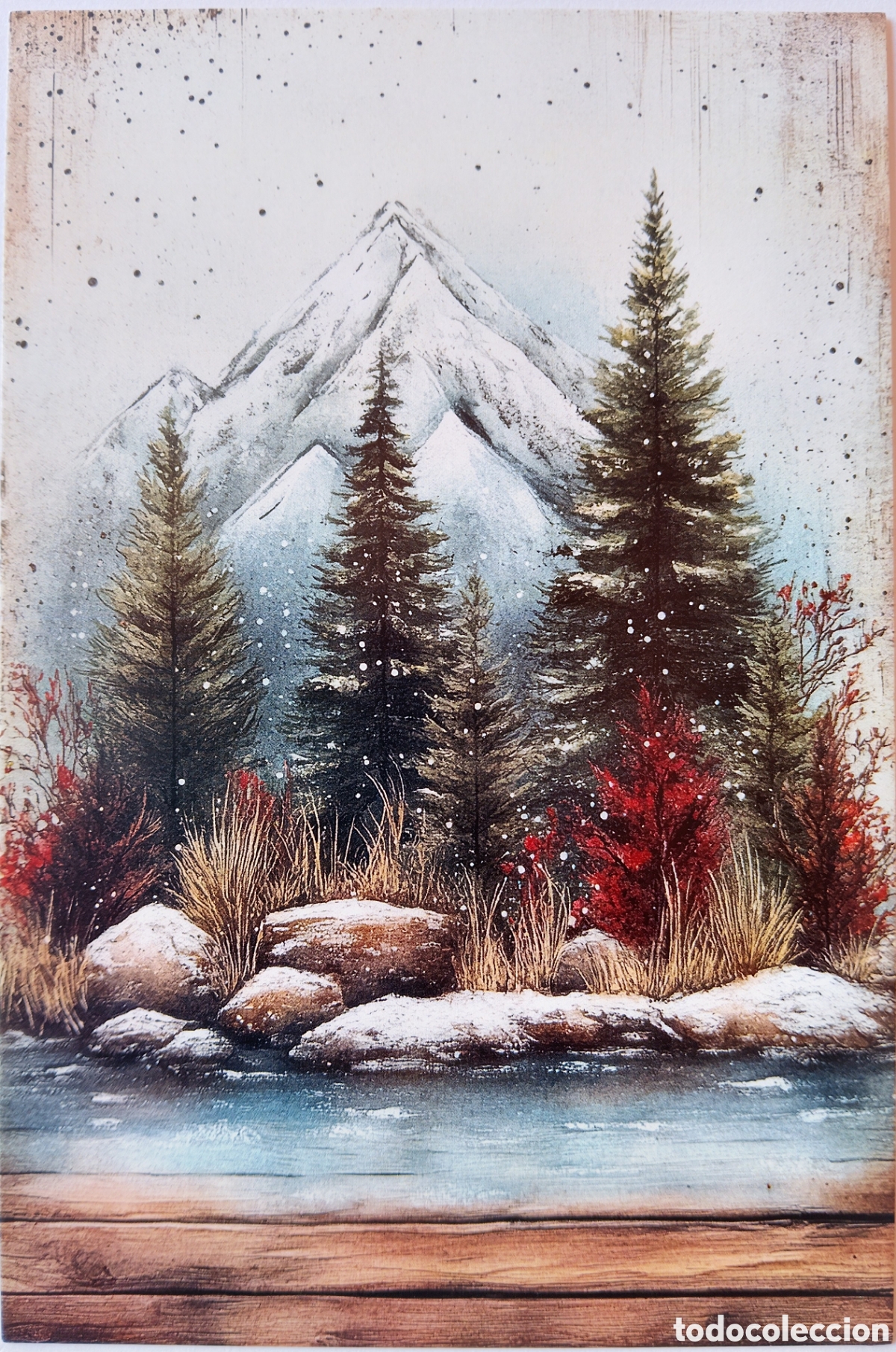 Postales: POSTAL NAVIDAD - MONTA&Ntilde;AS &Aacute;RBOLES PAISAJE NEVADO - ESTILO ANTIGUO