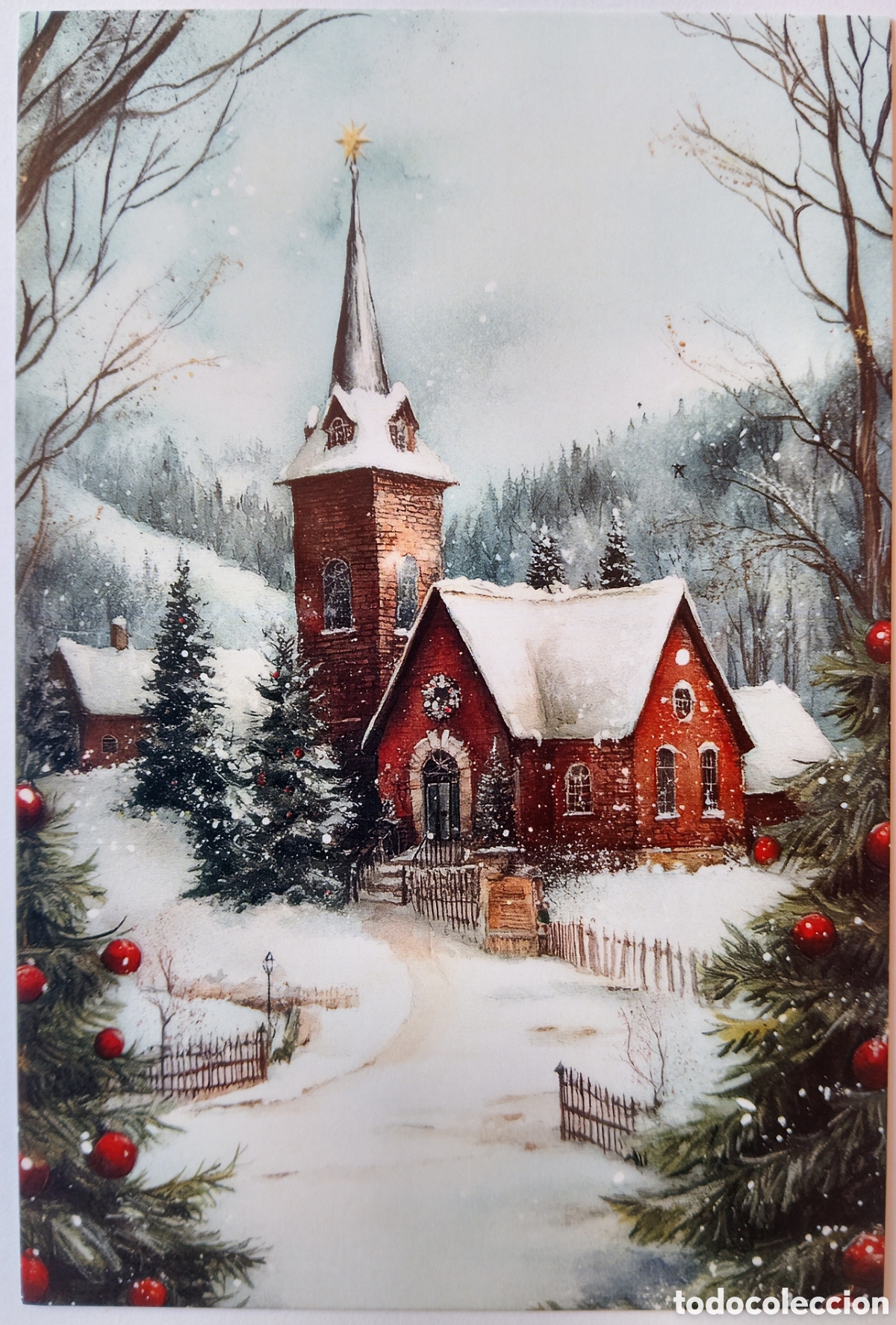 Postales: POSTAL NAVIDAD - IGLESIA PAISAJE NEVADO - ESTILO ANTIGUO
