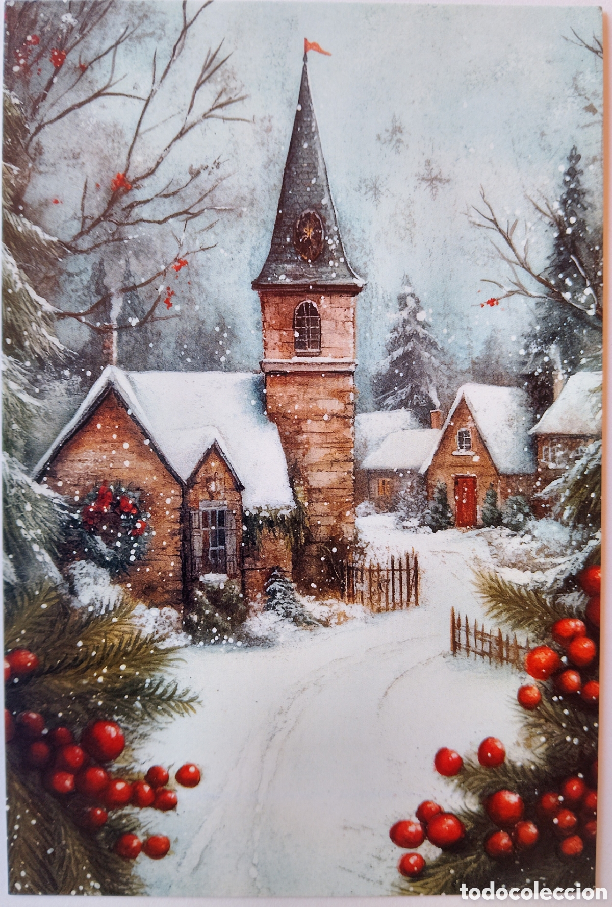 Postales: POSTAL NAVIDAD - IGLESIA CASAS PAISAJE NEVADO - ESTILO ANTIGUO