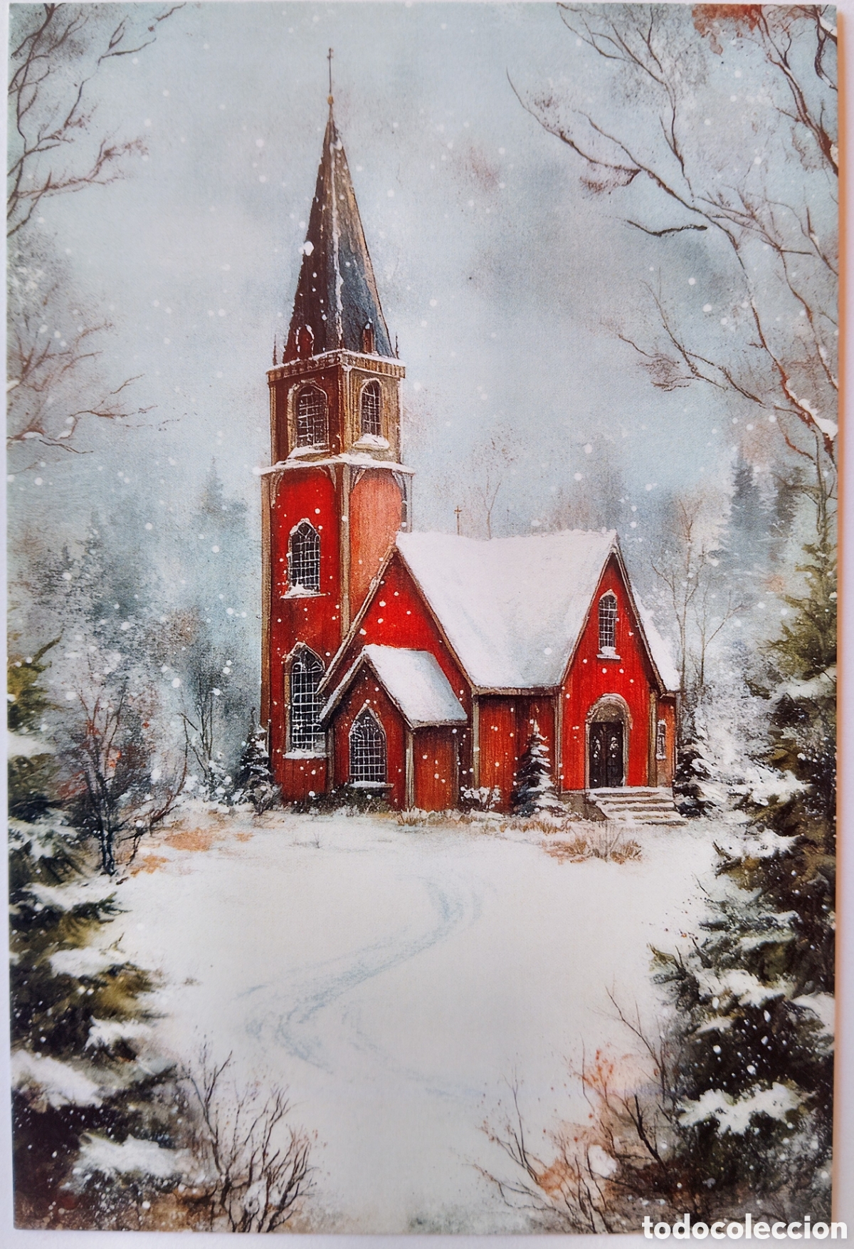 Postales: POSTAL NAVIDAD - IGLESIA PAISAJE NEVADO - ESTILO ANTIGUO