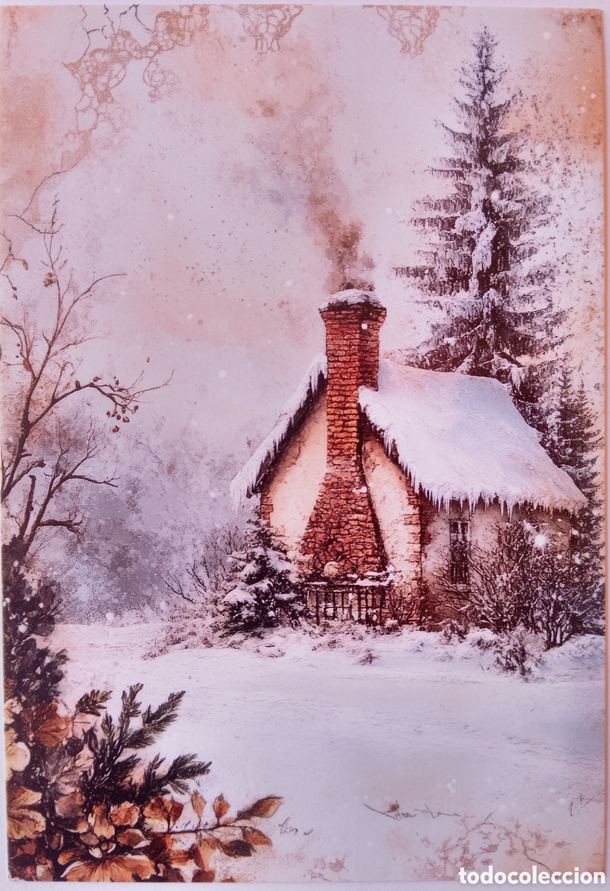 Postales: POSTAL NAVIDAD - CABA&Ntilde;A CASA PAISAJE NEVADO - ESTILO ANTIGUO