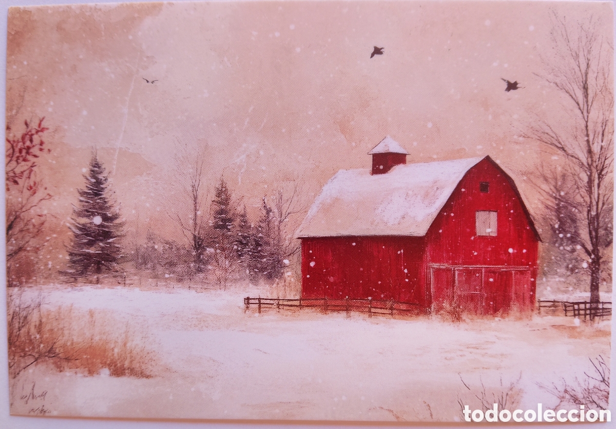 Postales: POSTAL NAVIDAD - GRANERO PAISAJE NEVADO - ESTILO ANTIGUO