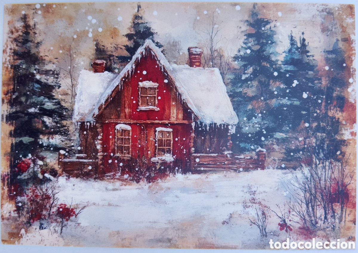 Postales: POSTAL NAVIDAD - CASA PAISAJE NEVADO - ESTILO ANTIGUO