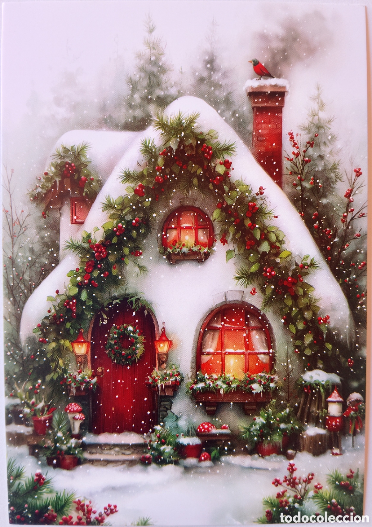 Postales: POSTAL NAVIDAD - CASA PAJARITO PAISAJE NEVADO - ESTILO ANTIGUO