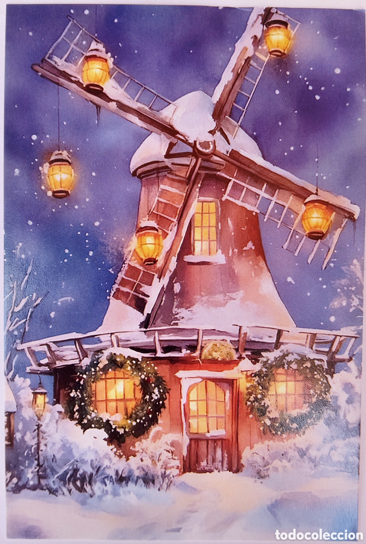 Postales: POSTAL NAVIDAD - MOLINO PAISAJE NEVADO NOCHE - ESTILO ANTIGUO