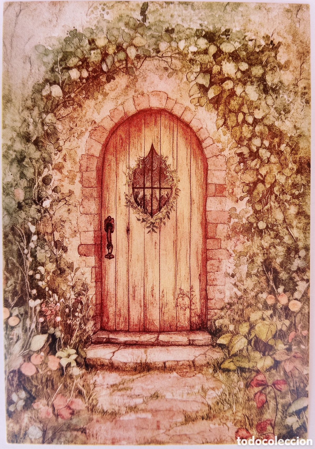Postales: POSTAL NAVIDAD - DETALLE PUERTA ENREDADERA CASA COTTAGE - ESTILO ANTIGUO