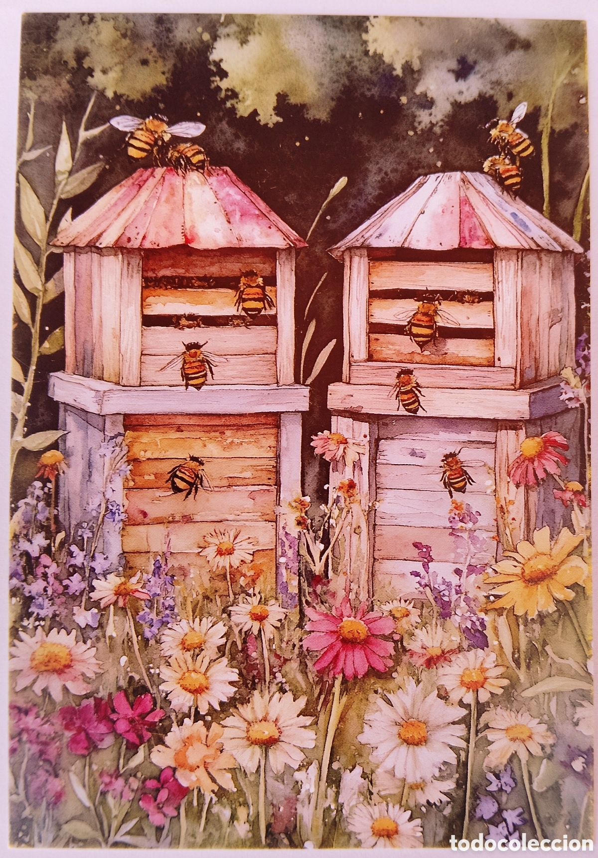 Postales: POSTAL NAVIDAD - DETALLE COLMENAS ABEJAS MIEL FLORES - ESTILO ANTIGUO