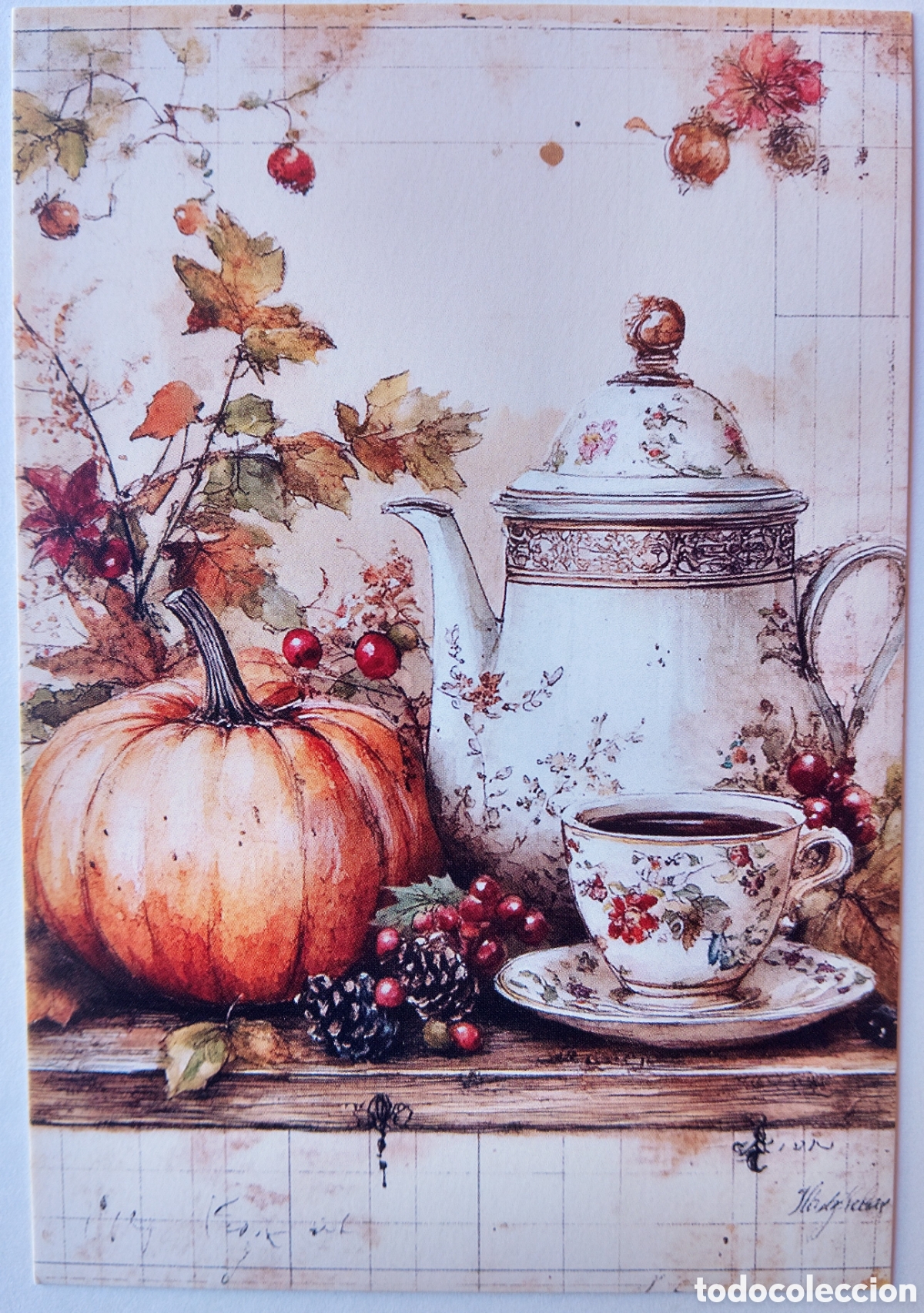 Postales: POSTAL NAVIDAD - DETALLE TAZA TETERA - ESTILO ANTIGUO