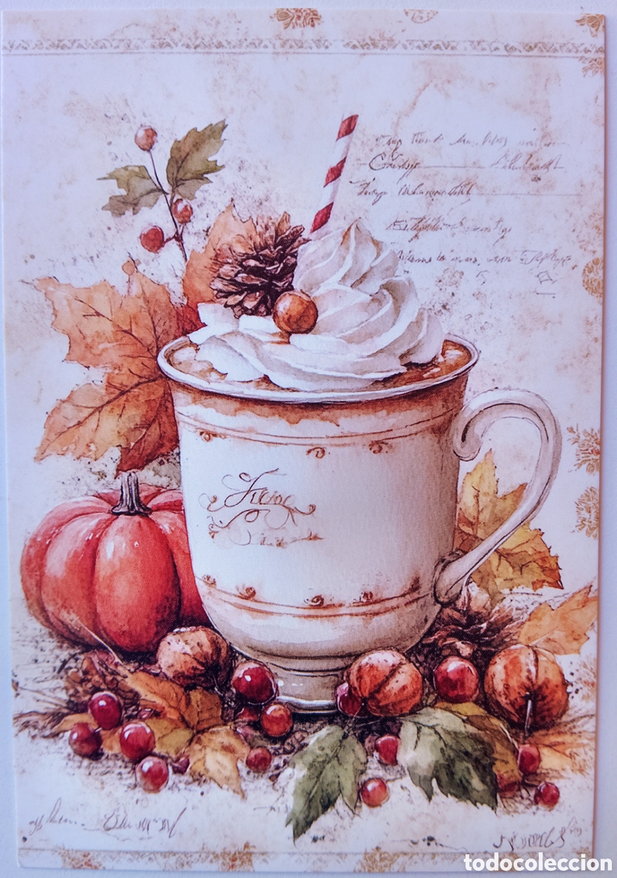 Postales: POSTAL NAVIDAD - DETALLE CAF&Eacute; NATA - ESTILO ANTIGUO