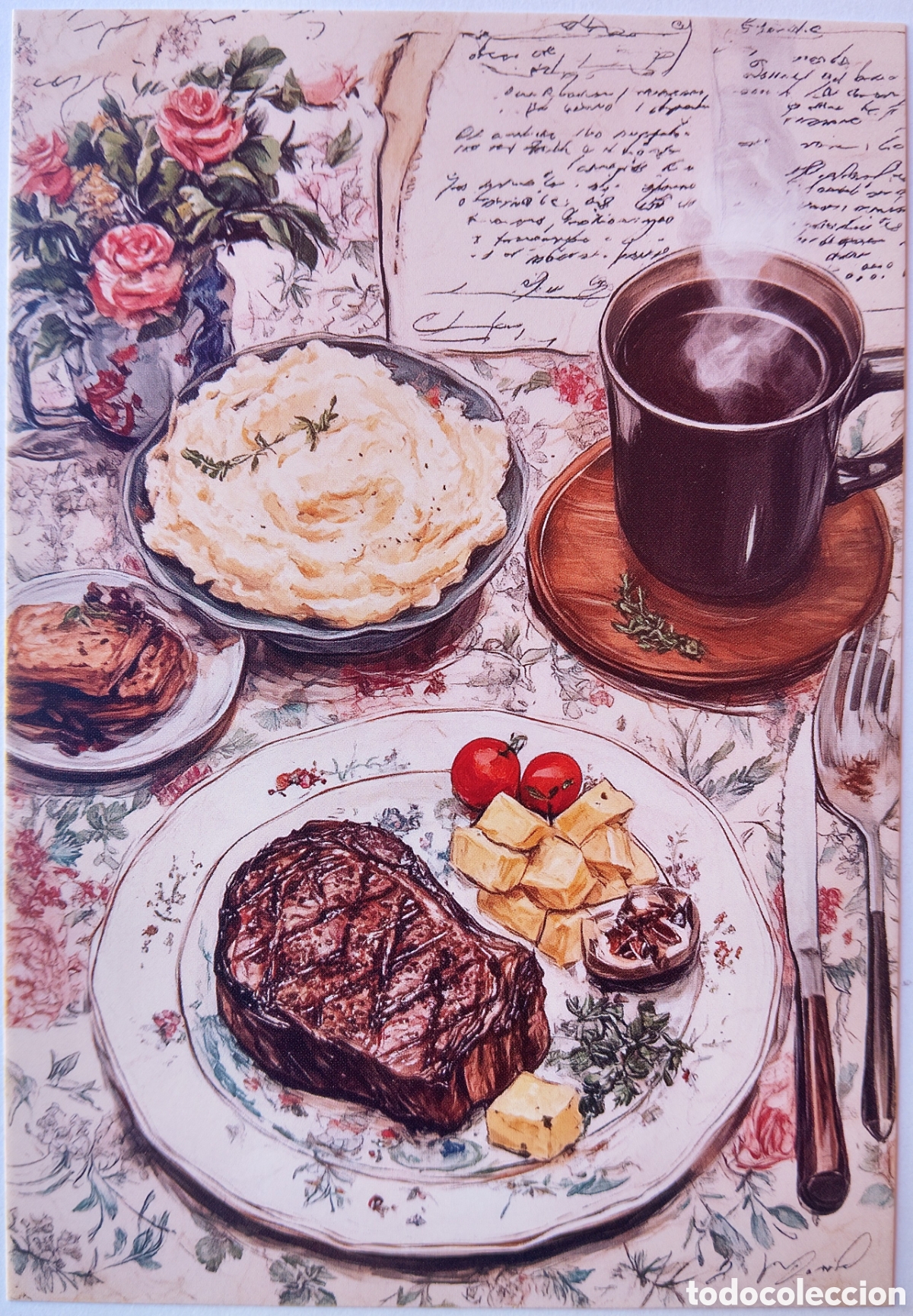 Postales: POSTAL NAVIDAD - DETALLE COMIDA - ESTILO ANTIGUO