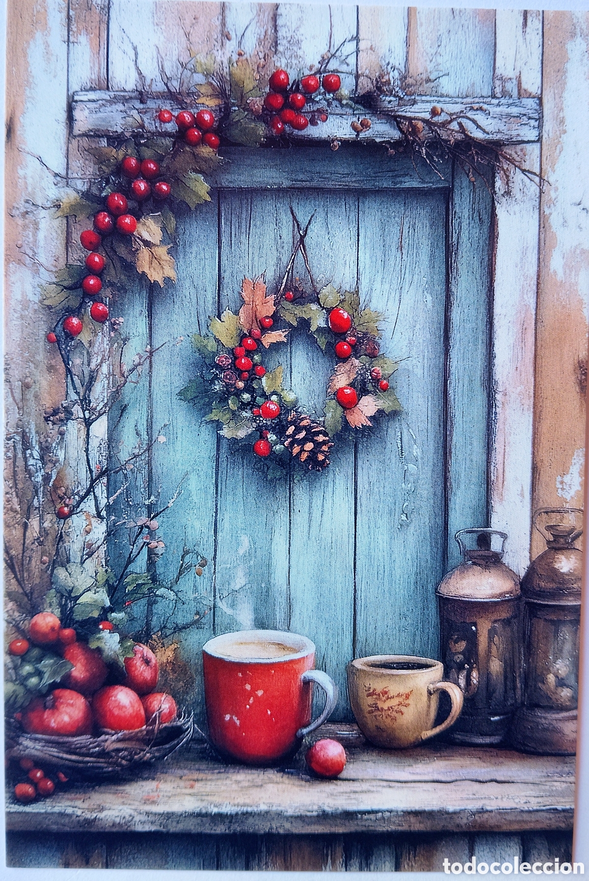 Postales: POSTAL NAVIDAD - DETALLE TAZAS CORONA - ESTILO ANTIGUO