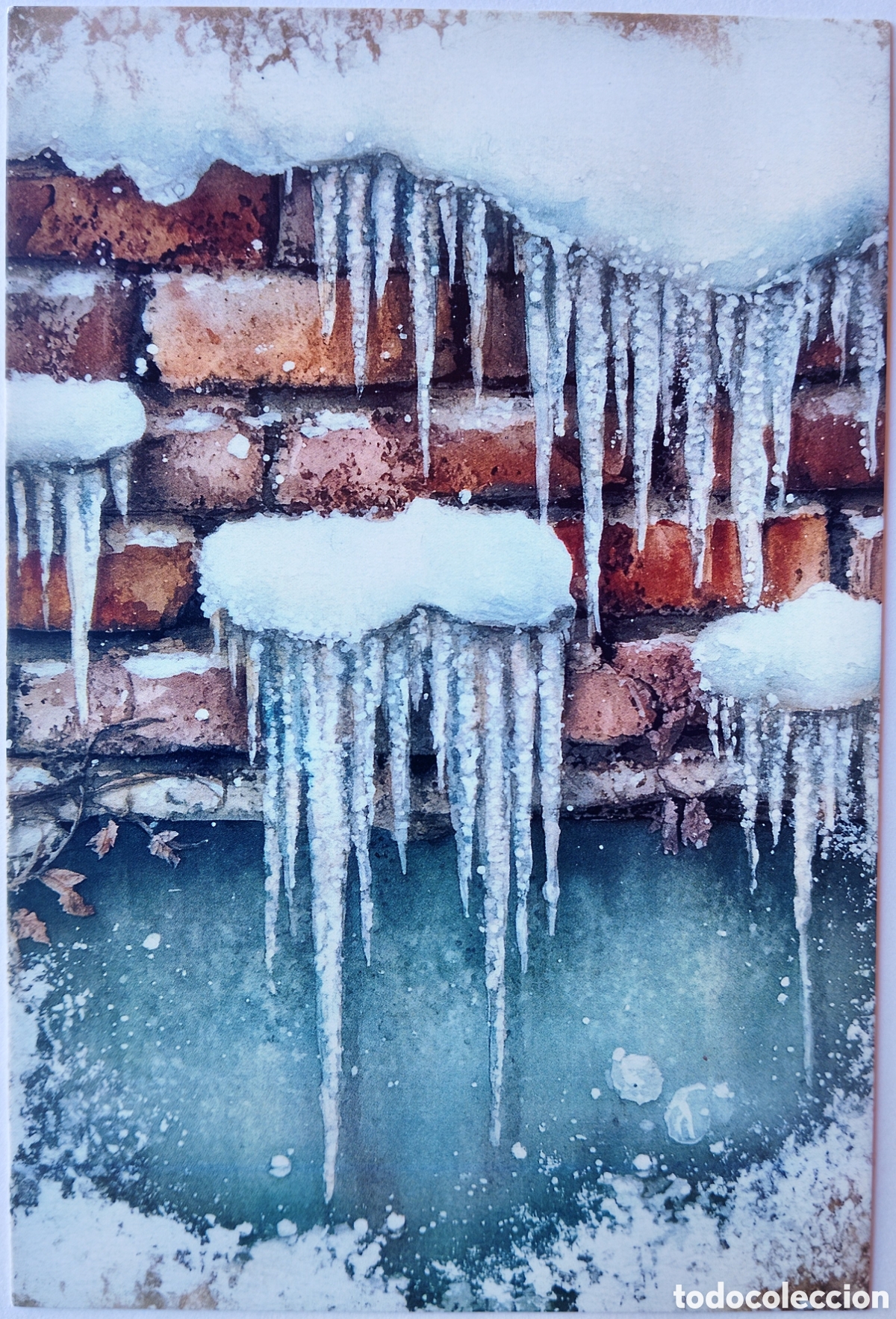 Postales: POSTAL NAVIDAD - DETALLE CAR&Aacute;MBANOS DE HIELO PAISAJE NEVADO - ESTILO ANTIGUO