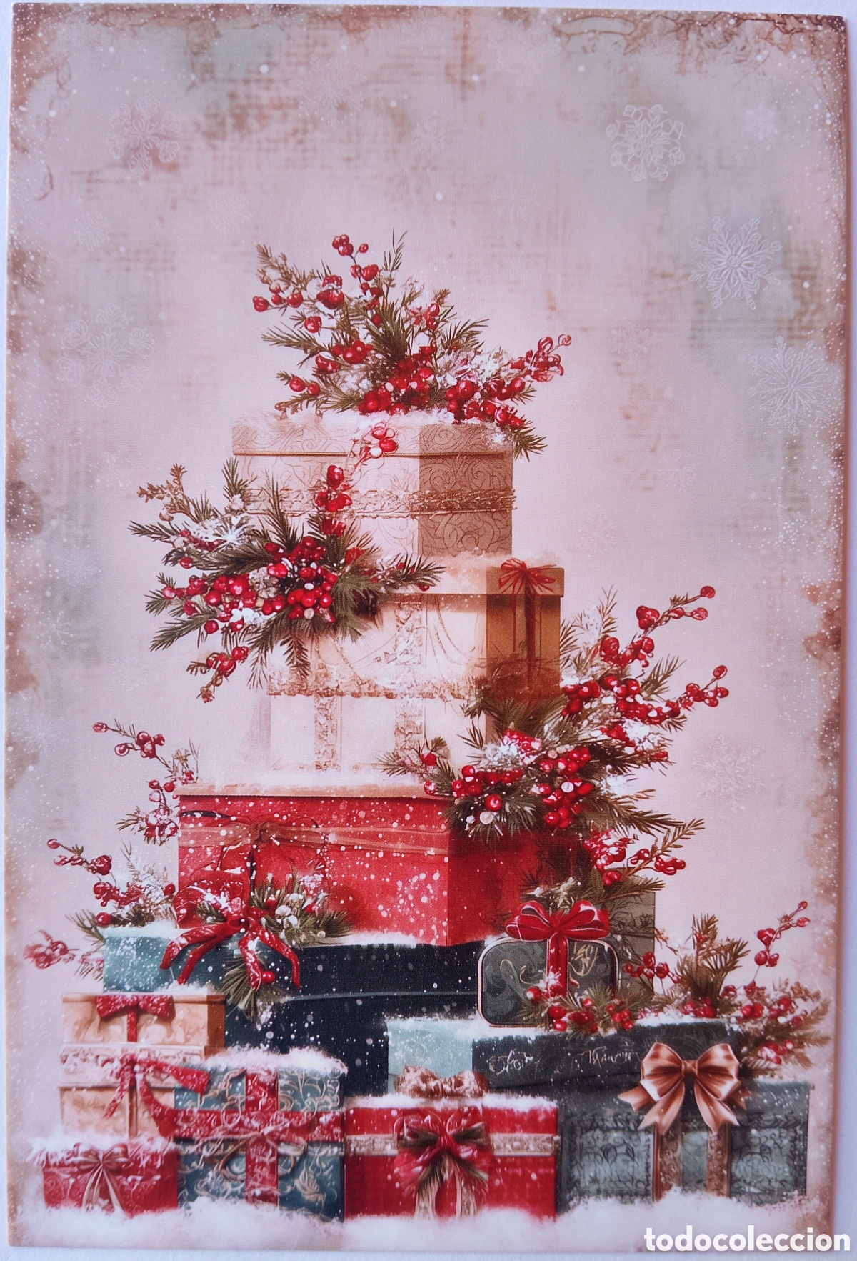 Postales: POSTAL NAVIDAD - DETALLE PAQUETES REGALOS PAISAJE NEVADO - ESTILO ANTIGUO