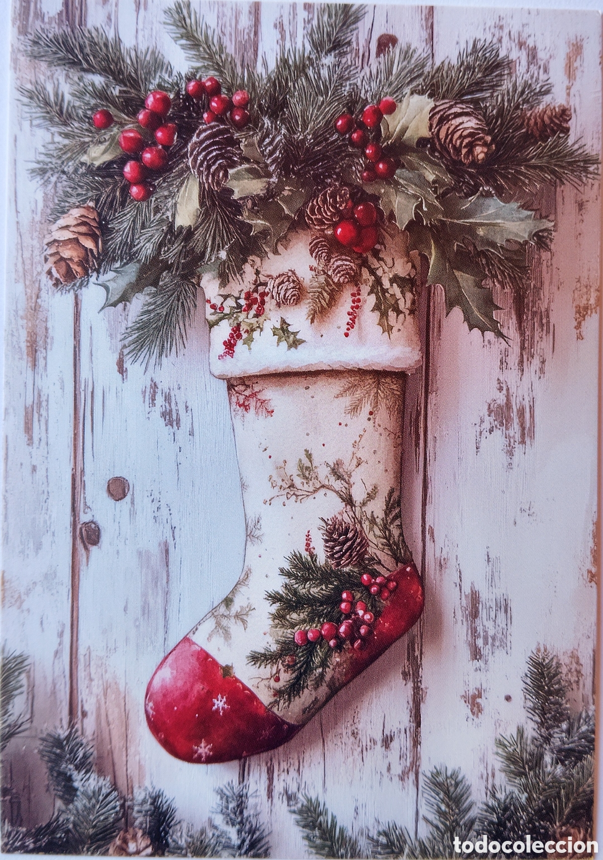 Postales: POSTAL NAVIDAD - DETALLE CALCET&Iacute;N ADORNOS - ESTILO ANTIGUO
