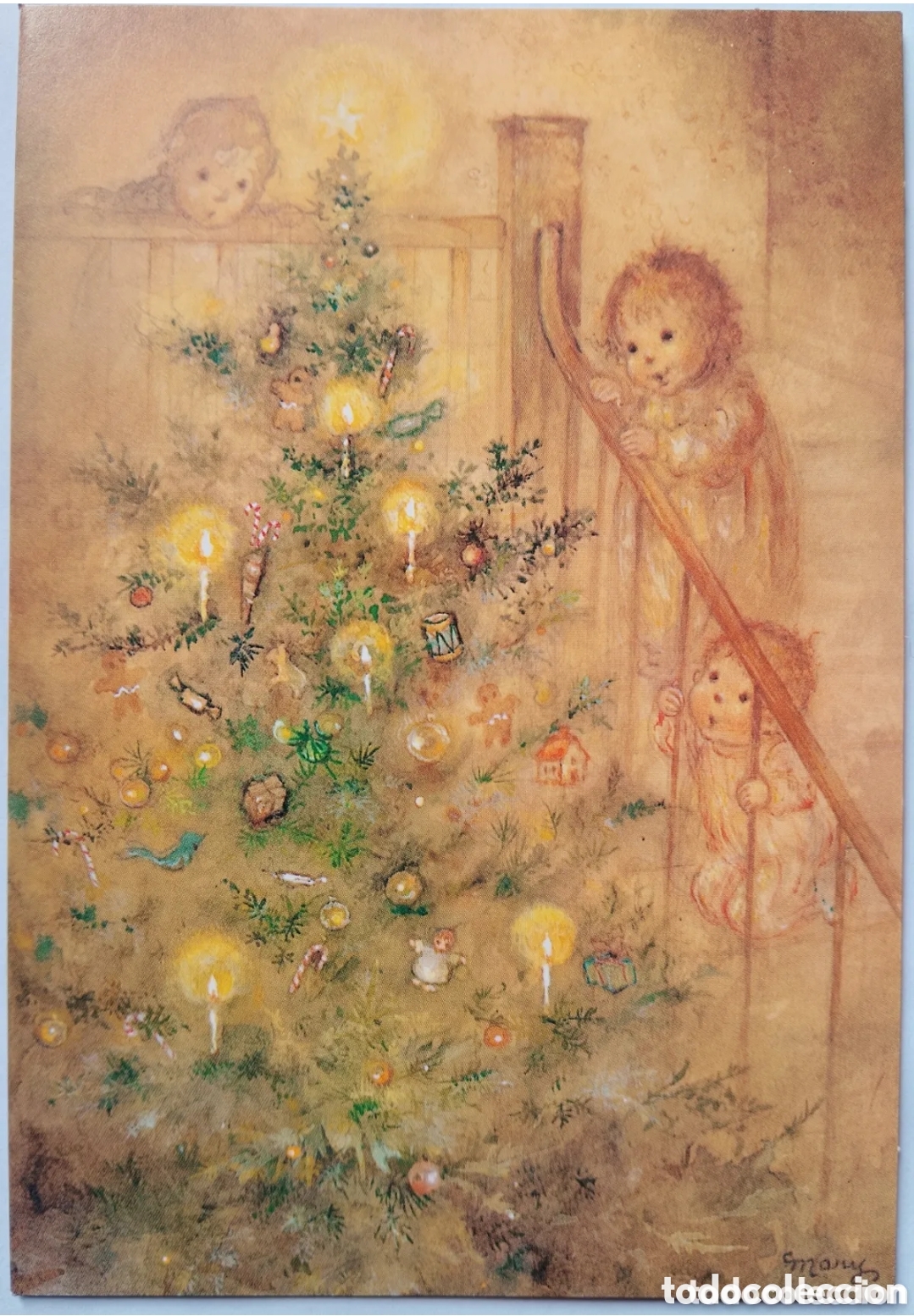 Postales: FELICITACI&Oacute;N NAVIDAD - MARY HAMILTON - EDICIONES HALLMARK - &Aacute;RBOL VELAS NI&Ntilde;OS