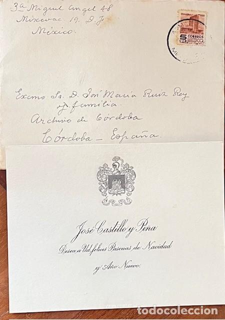 Postales: FELICITACION DE NAVIDAD DE JOSE CASTILLO Y PI&Ntilde;A A JOSE MARIA RUIZ REY, CORDOBA 1940