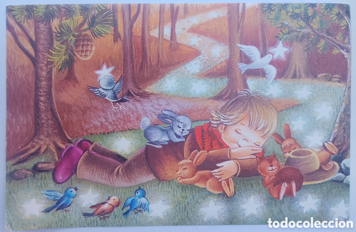 Postales: FELICITACI&Oacute;N NAVIDAD - EDICIONES VIKINGO - NI&Ntilde;O ANIMALITOS BOSQUE - ESTILO SIMILAR FERR&Aacute;NDIZ