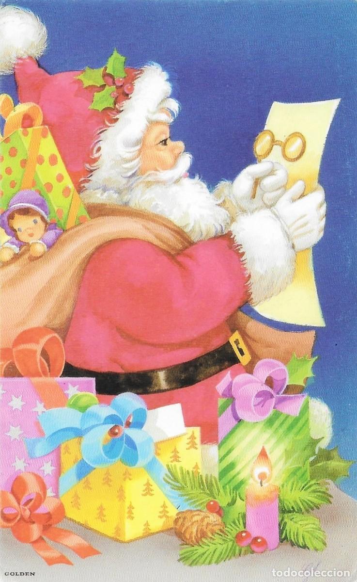 Postales: 2071V - EDICIONES GOLDEN- PAP&Aacute; NOEL LE&Eacute; CARTAS, PREPARA REGALOS- 13,5X8,5 CM- ILUSTRA GA