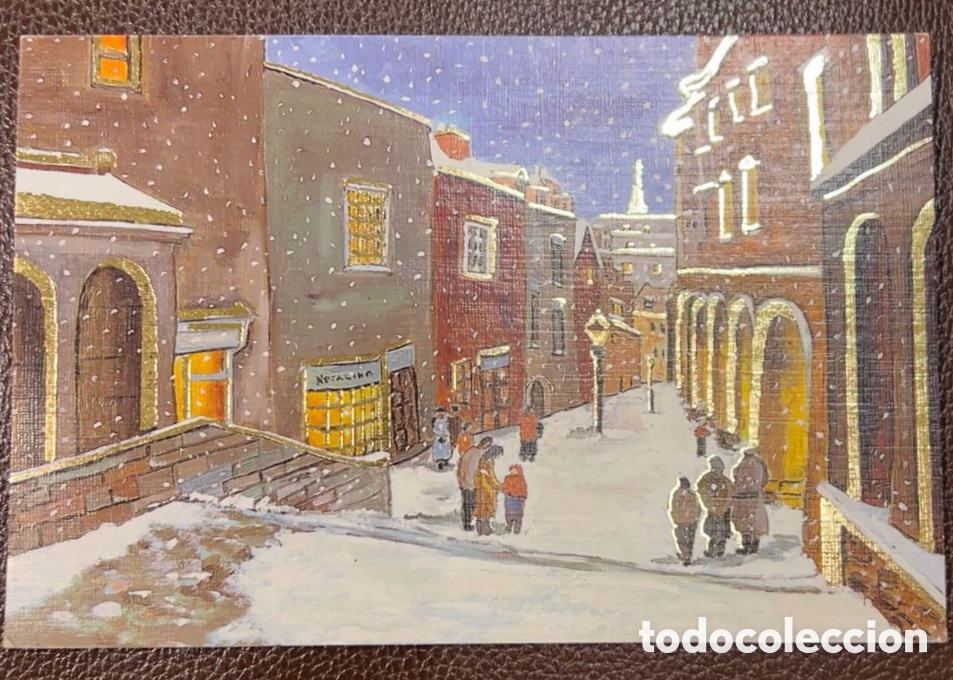 Postales: Postal de Navidad. Pintora con la boca. Natalia Marcenton. A&ntilde;os 80.