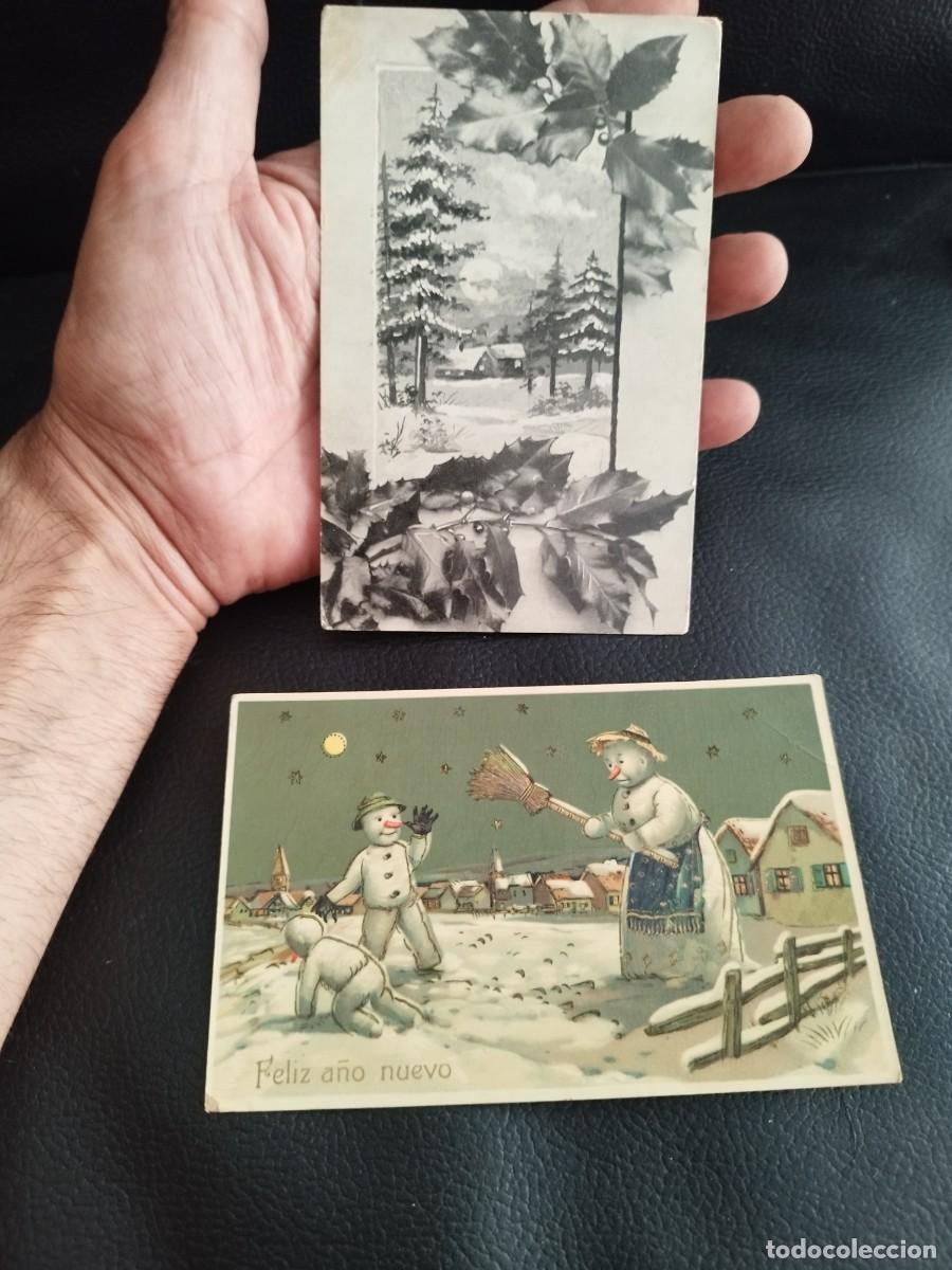 Postales: Dos antiguas tarjetas postales navide&ntilde;as una fechada 1911 1907. Feliz a&ntilde;o nuevo.