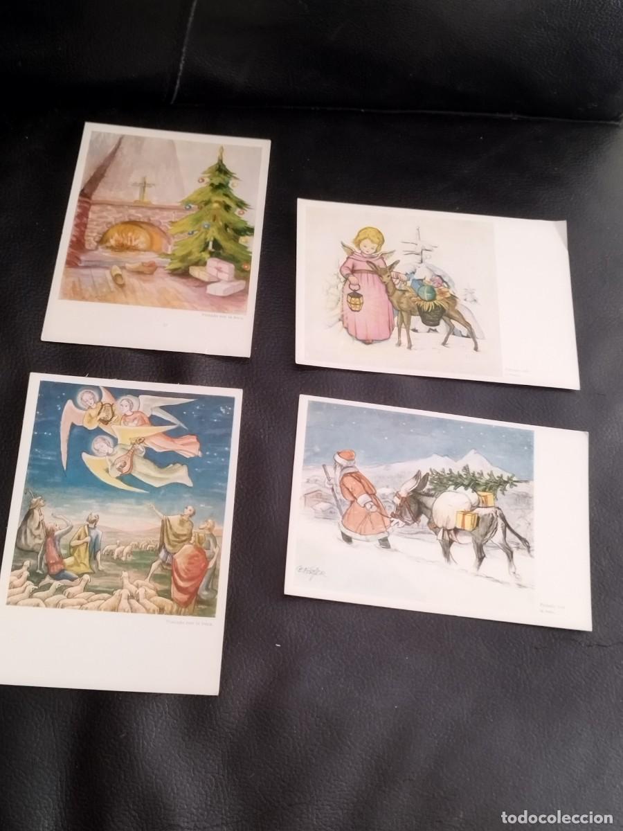 Postales: Lote de 4 tarjetas postales navide&ntilde;as, felicitaciones de navidad. Artis-muti, pintado con la boca.