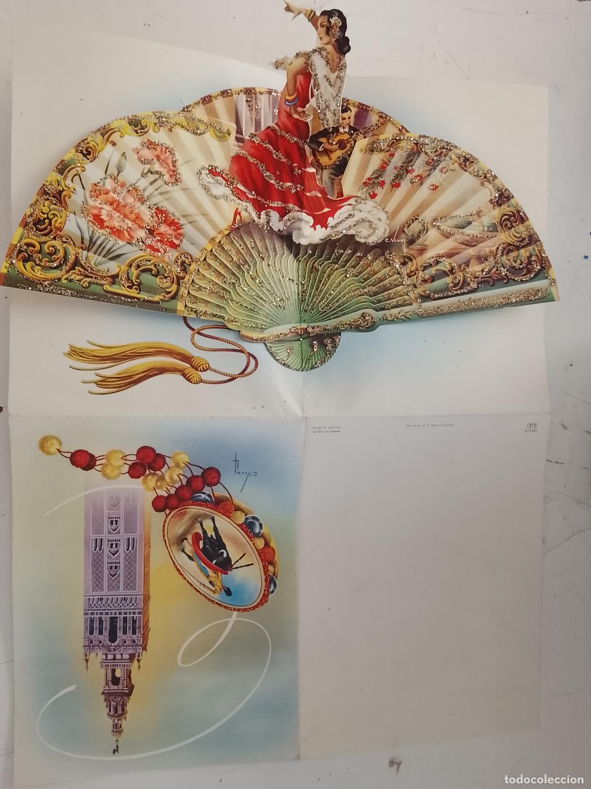 Postales: Felicitaci&oacute;n tarjeta Navidad troquelada purpurina relieve a&ntilde;os 50 vive