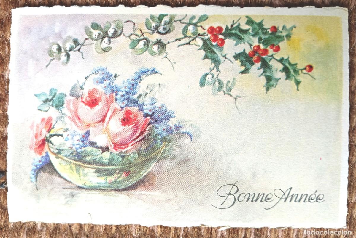 Postales: TARJETA DE NAVIDAD CESTA CON ROSAS