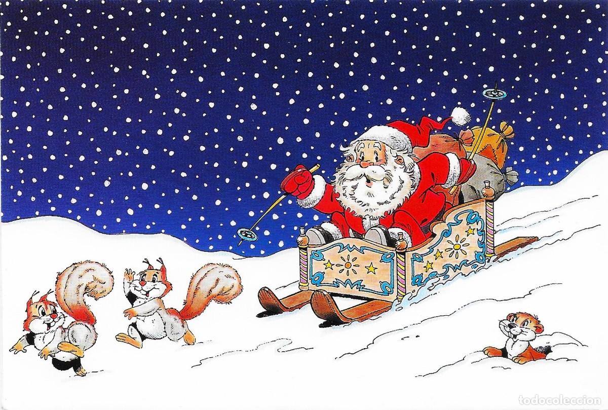Postales: 7351P -CUIDADO! SANTA, LLEGA A TODA VELOCIDAD- EDI. BUSQUETS SERIE 02.004.5379- DIPTICA 17X11,5 CM