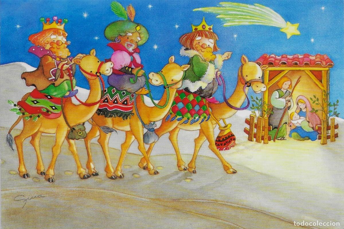 Postales: 7360P - GINA &iexcl;YA LLEGAN LOS REYES MAGOS! EDICIONES BUSQUETS 02.004.5376 - DIPTICA 17X11,5 CM