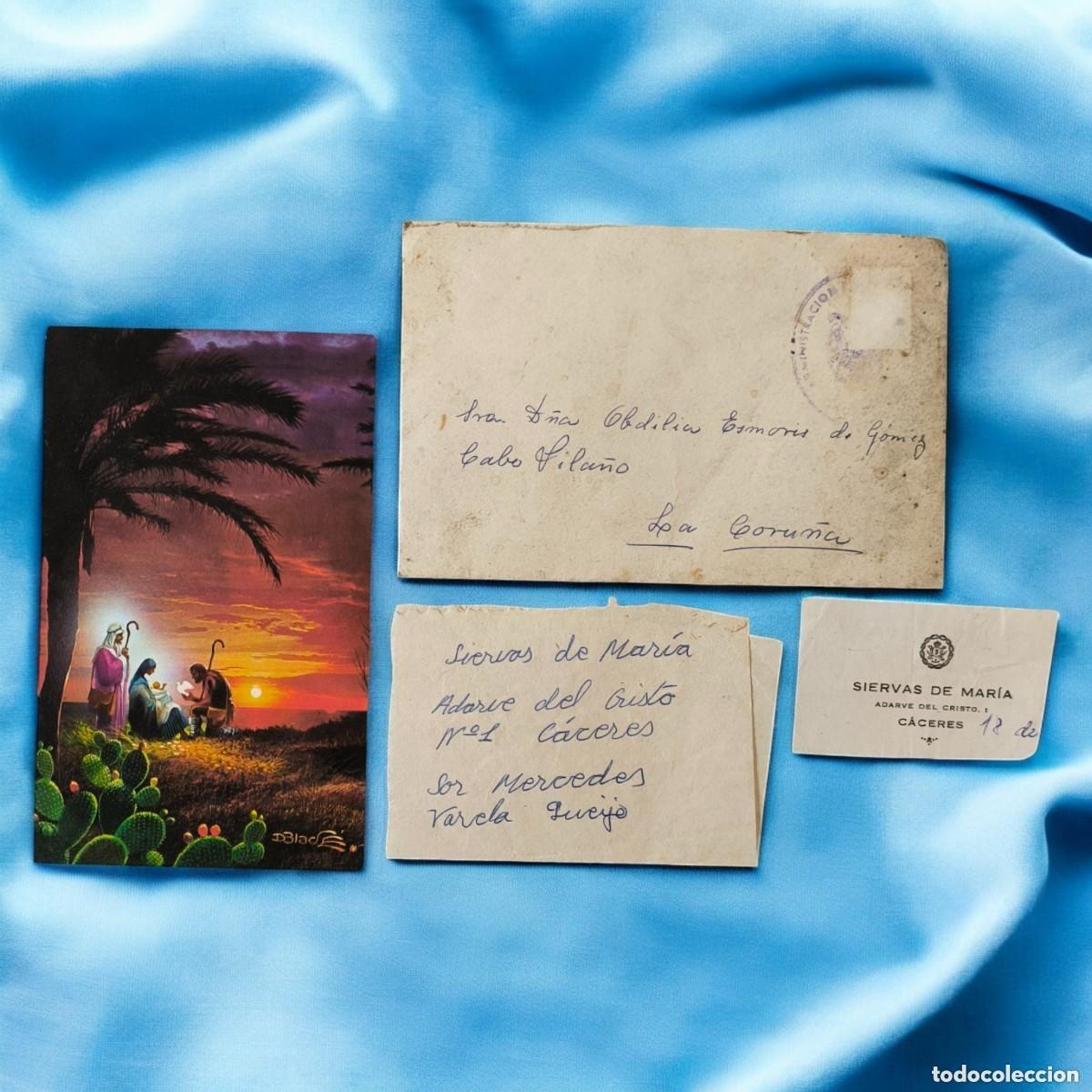 Postales: A&ntilde;o 1979 - Felicitaci&oacute;n Navide&ntilde;a Siervas de Mar&iacute;a + Sobre + Correspondencia Religiosa Vintage