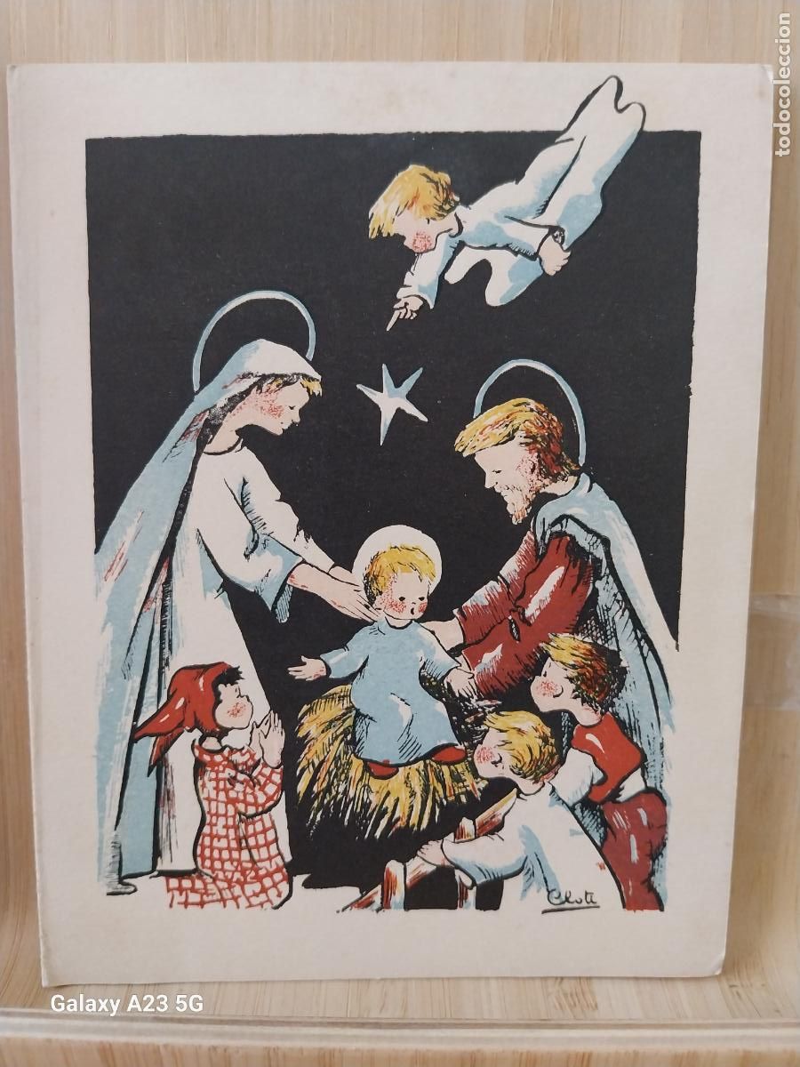 Postales: CLOTI NAVIDAD ILUSTRACION DIPTICO A&Ntilde;O 1955 ORIGINAL PESEBRE PORTAL BELEN 13.8X10.8CMS